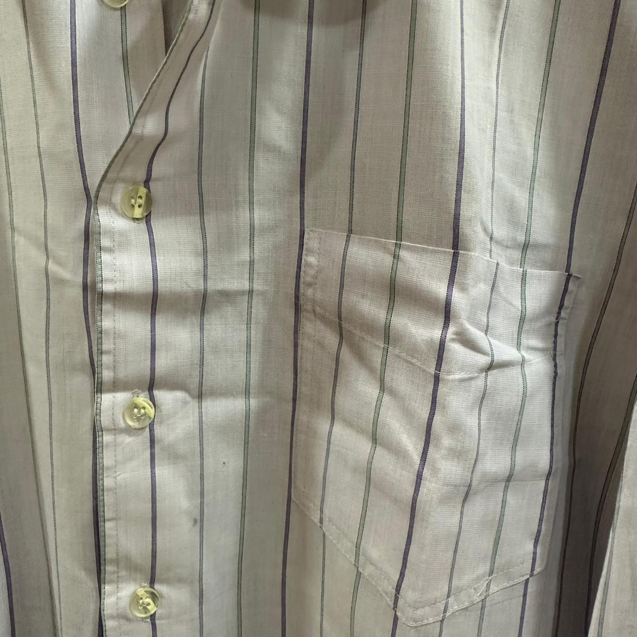 Henry Morell Men’s Shirt - White/Purple/Green Striped (4XL)