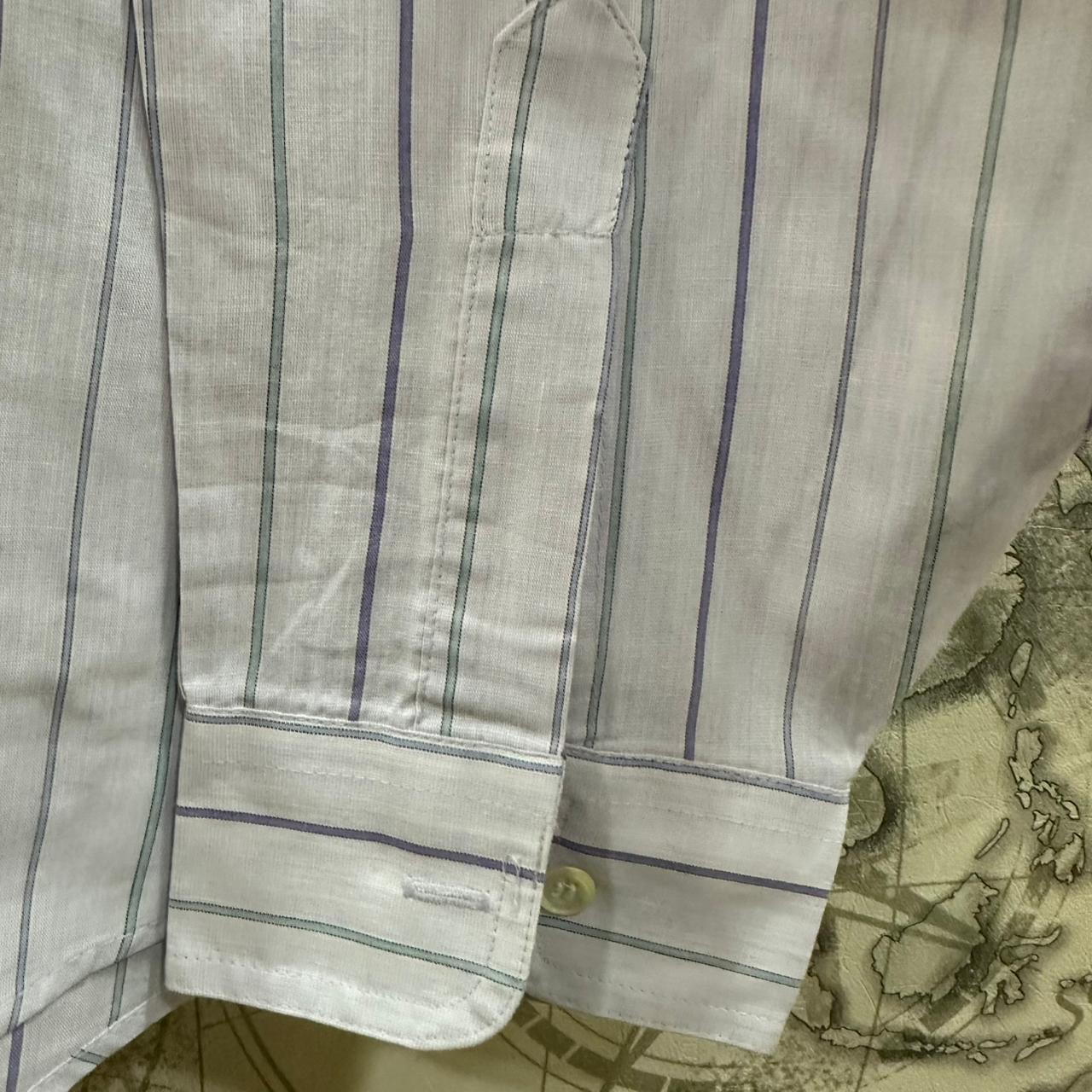 Henry Morell Men’s Shirt - White/Purple/Green Striped (4XL)