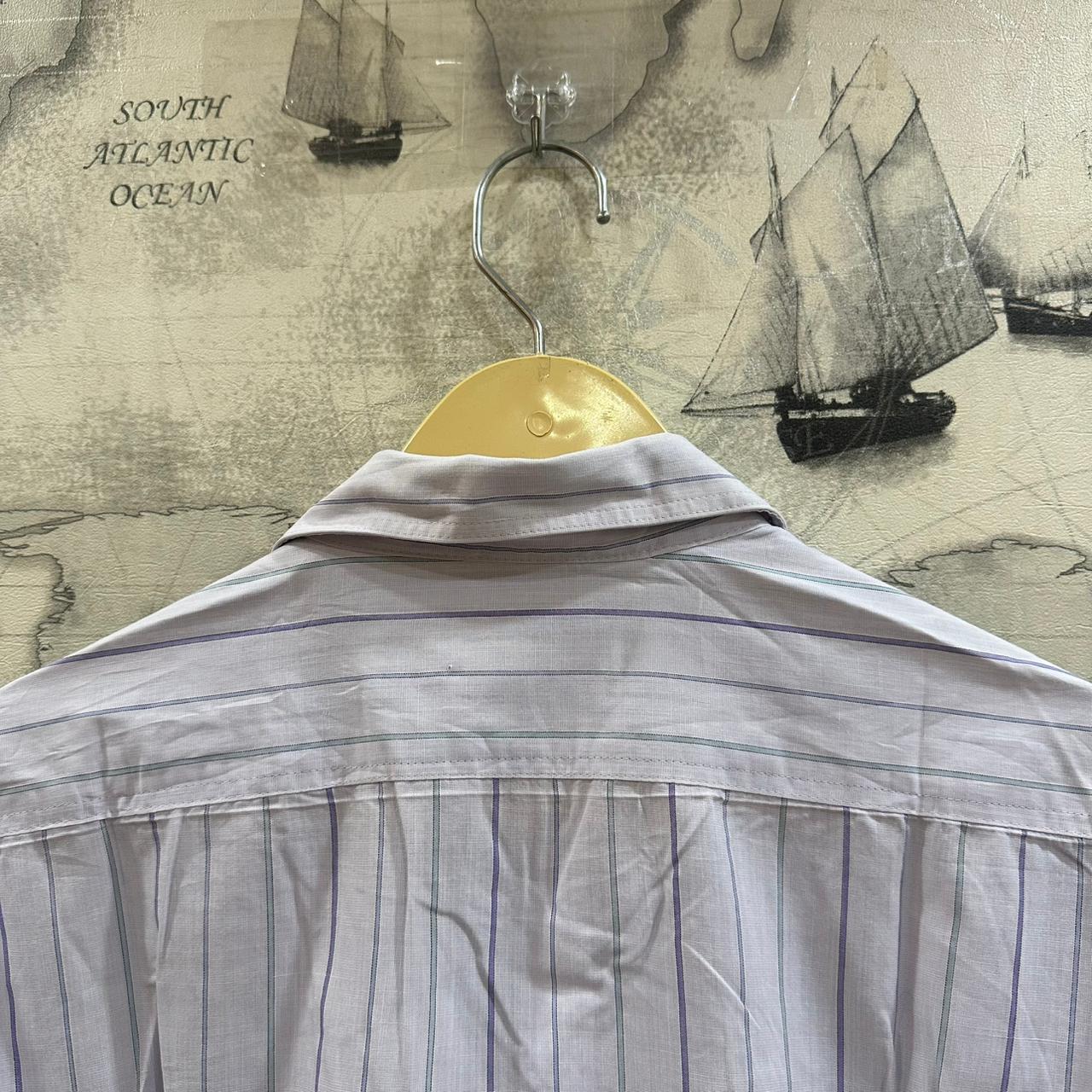 Henry Morell Men’s Shirt - White/Purple/Green Striped (4XL)