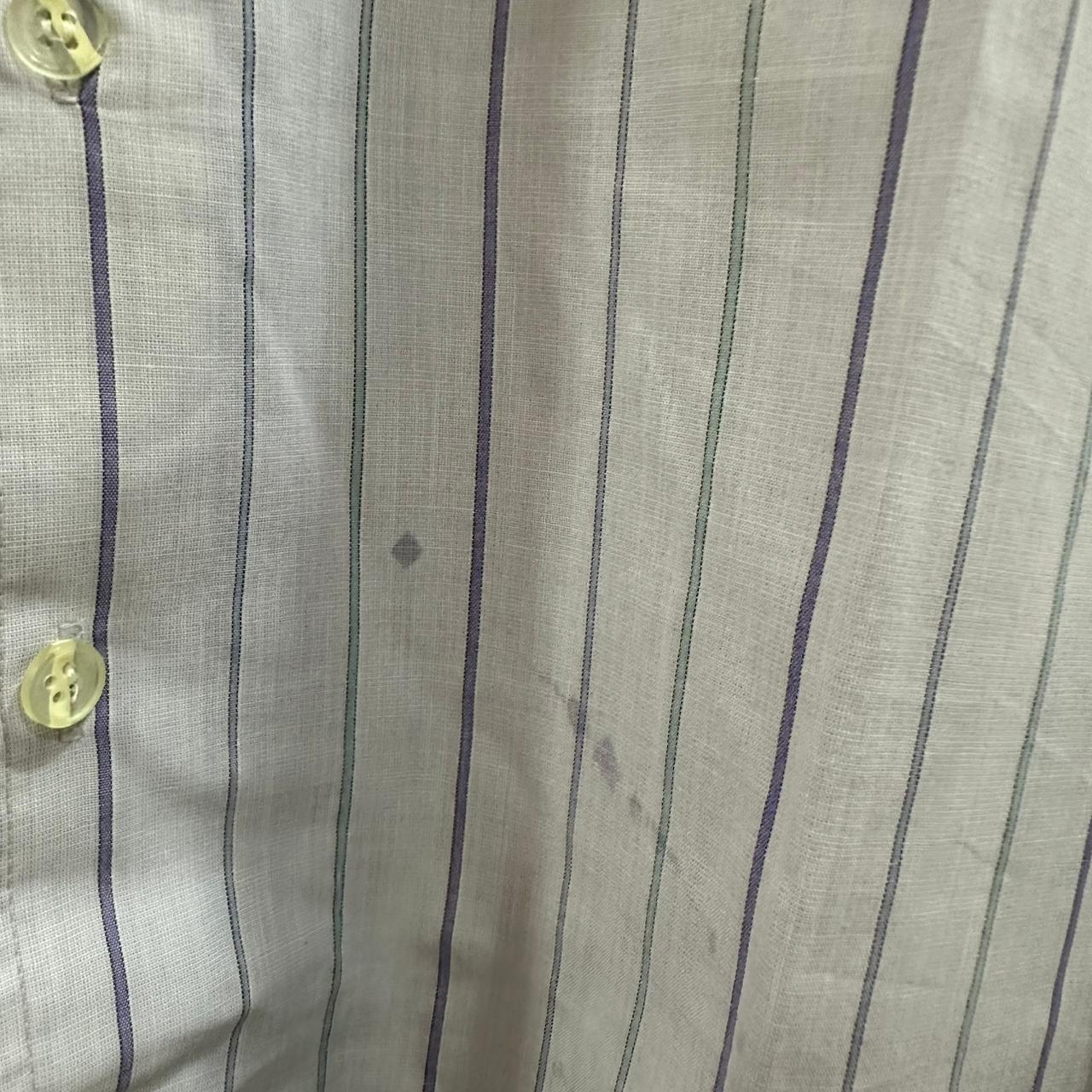 Henry Morell Men’s Shirt - White/Purple/Green Striped (4XL)