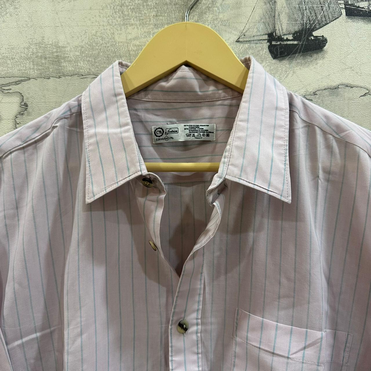 CANDA Men’s Shirt - Pink Striped (3XL)