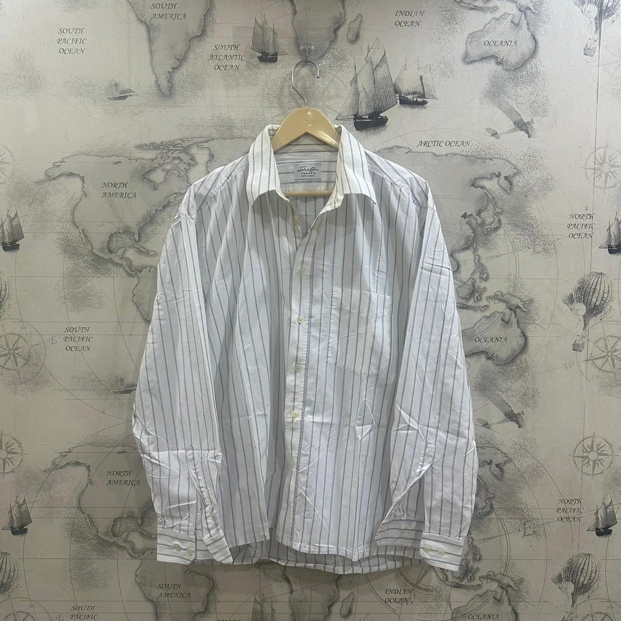 Men’s Shirt- White & Blue Striped (3XL)