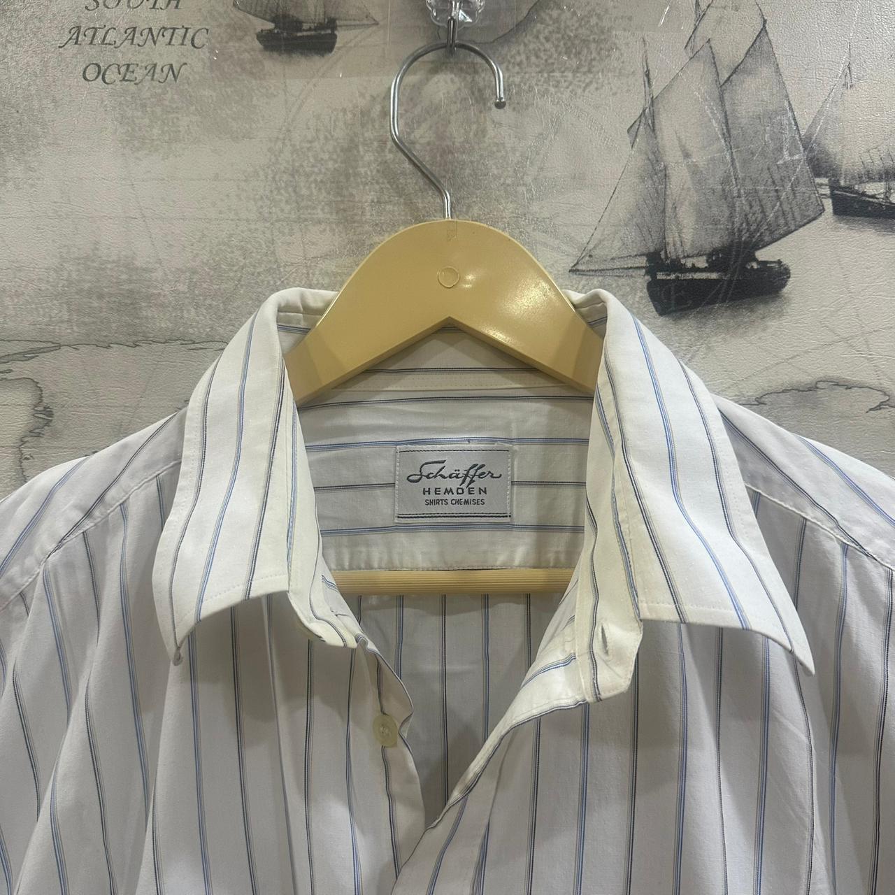 Men’s Shirt- White & Blue Striped (3XL)