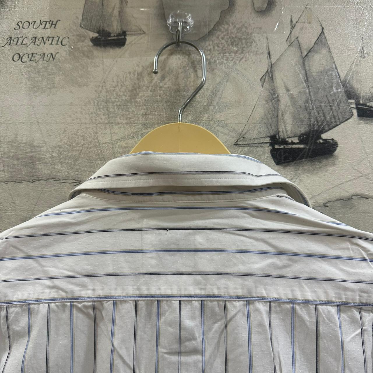 Men’s Shirt- White & Blue Striped (3XL)