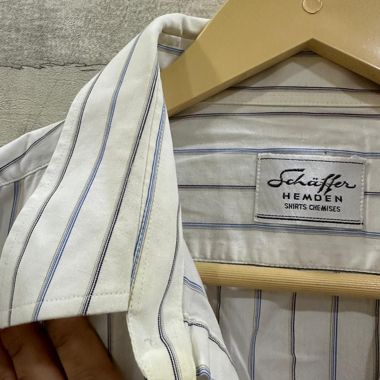 Men’s Shirt- White & Blue Striped (3XL)