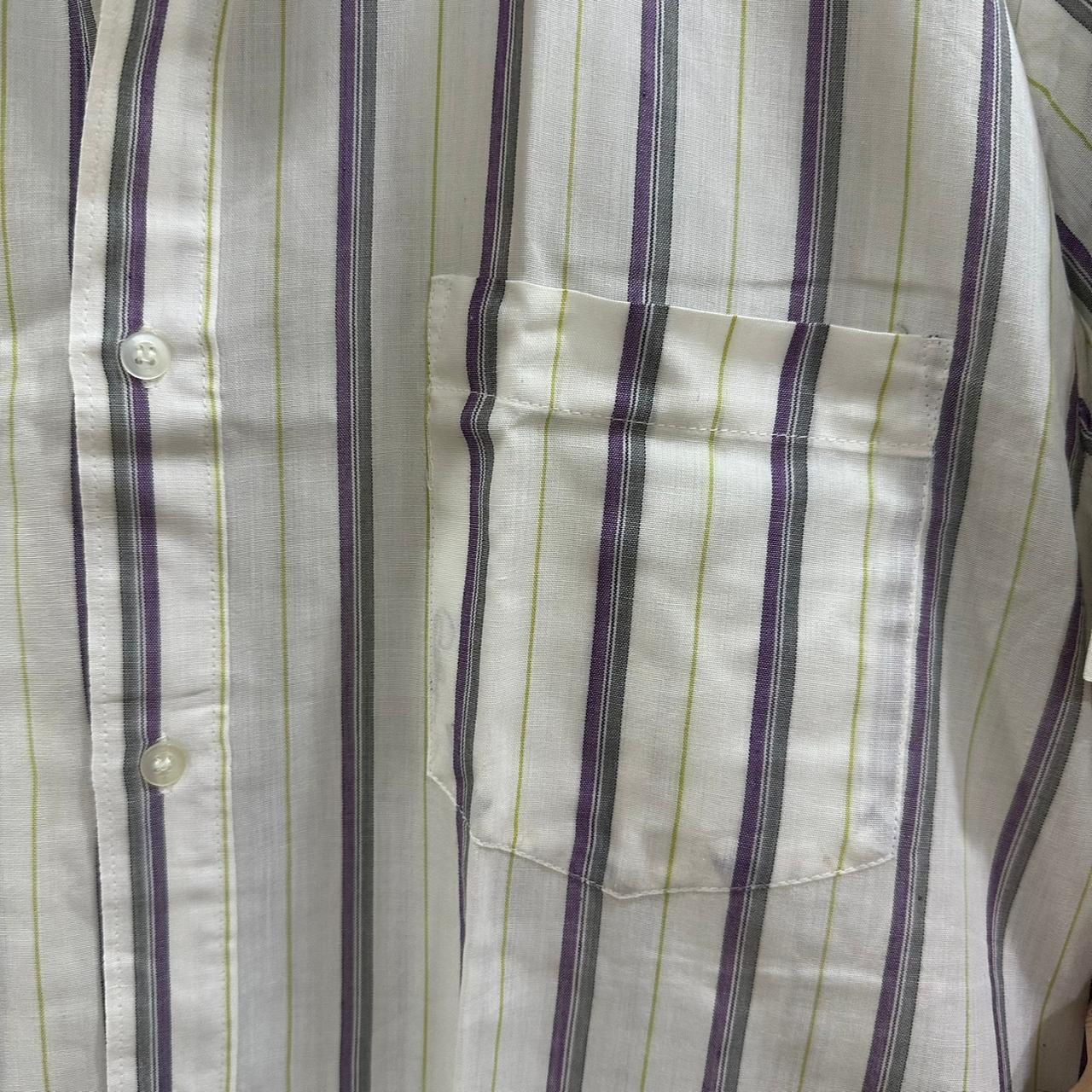 C.P. Men’s Shirt - White & Purple Striped (XL)