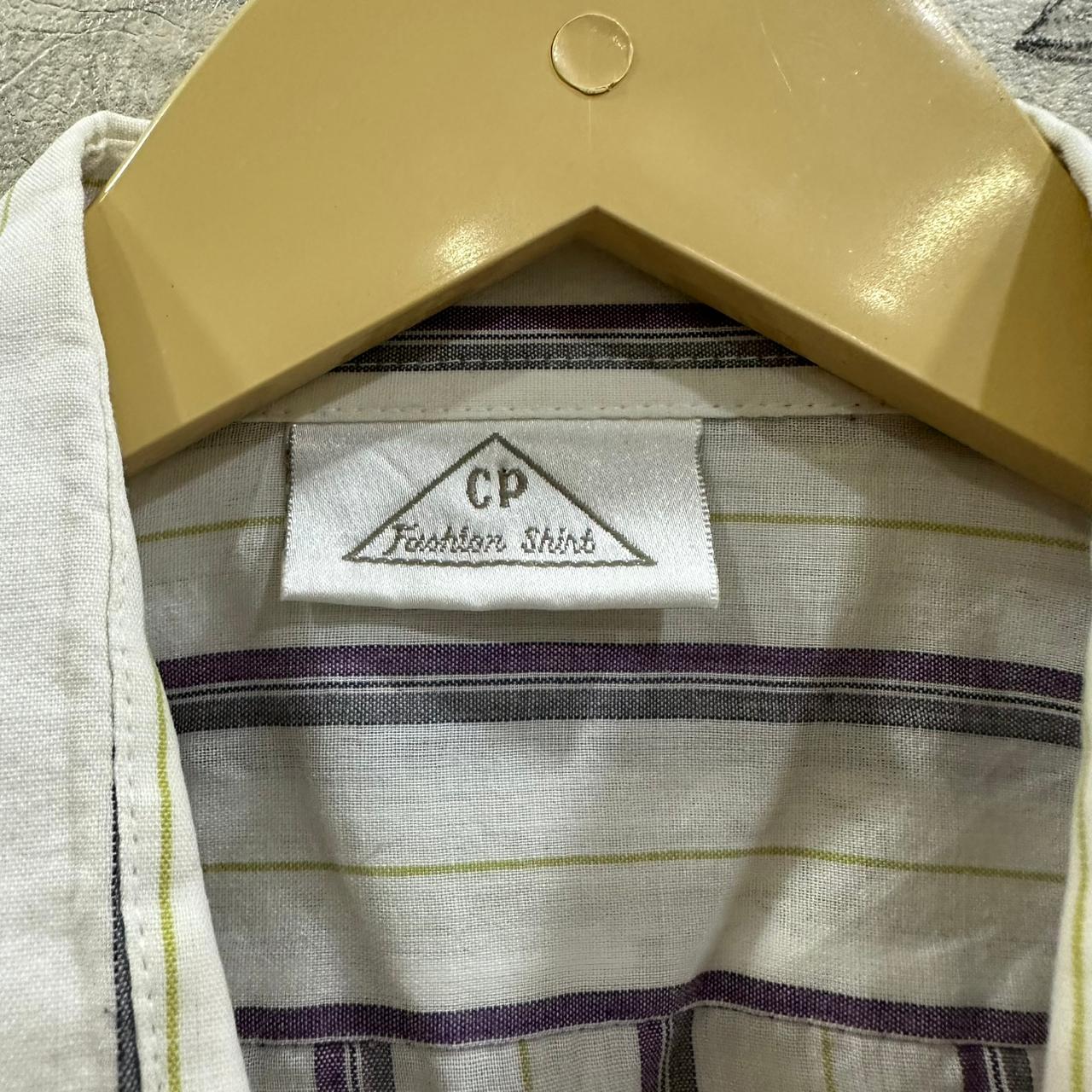 C.P. Men’s Shirt - White & Purple Striped (XL)