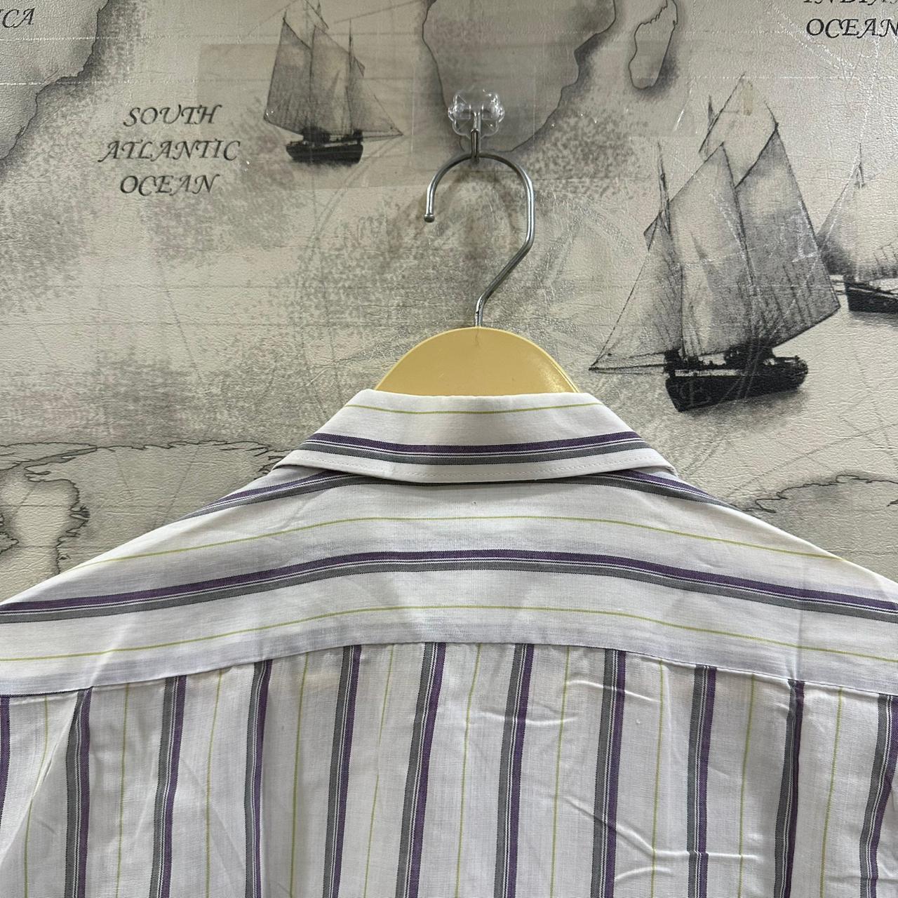 C.P. Men’s Shirt - White & Purple Striped (XL)