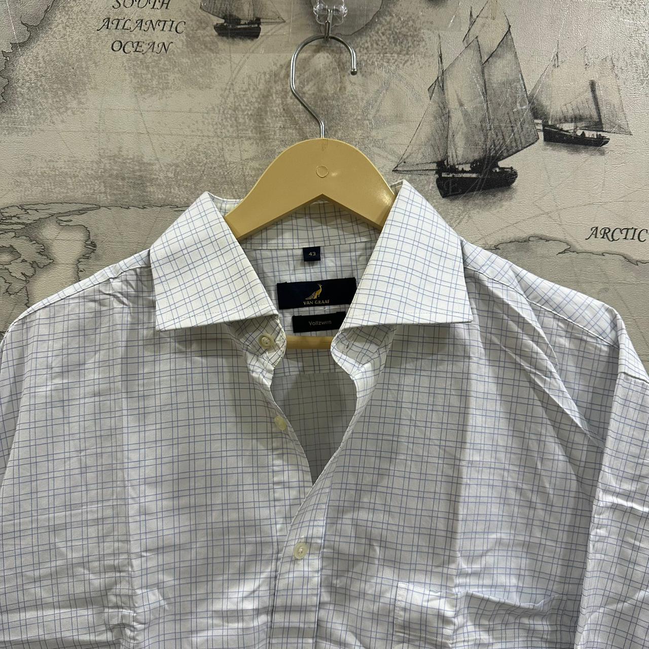 VAN GRAAF Men’s Shirt- White & Blue Checkered (3XL)