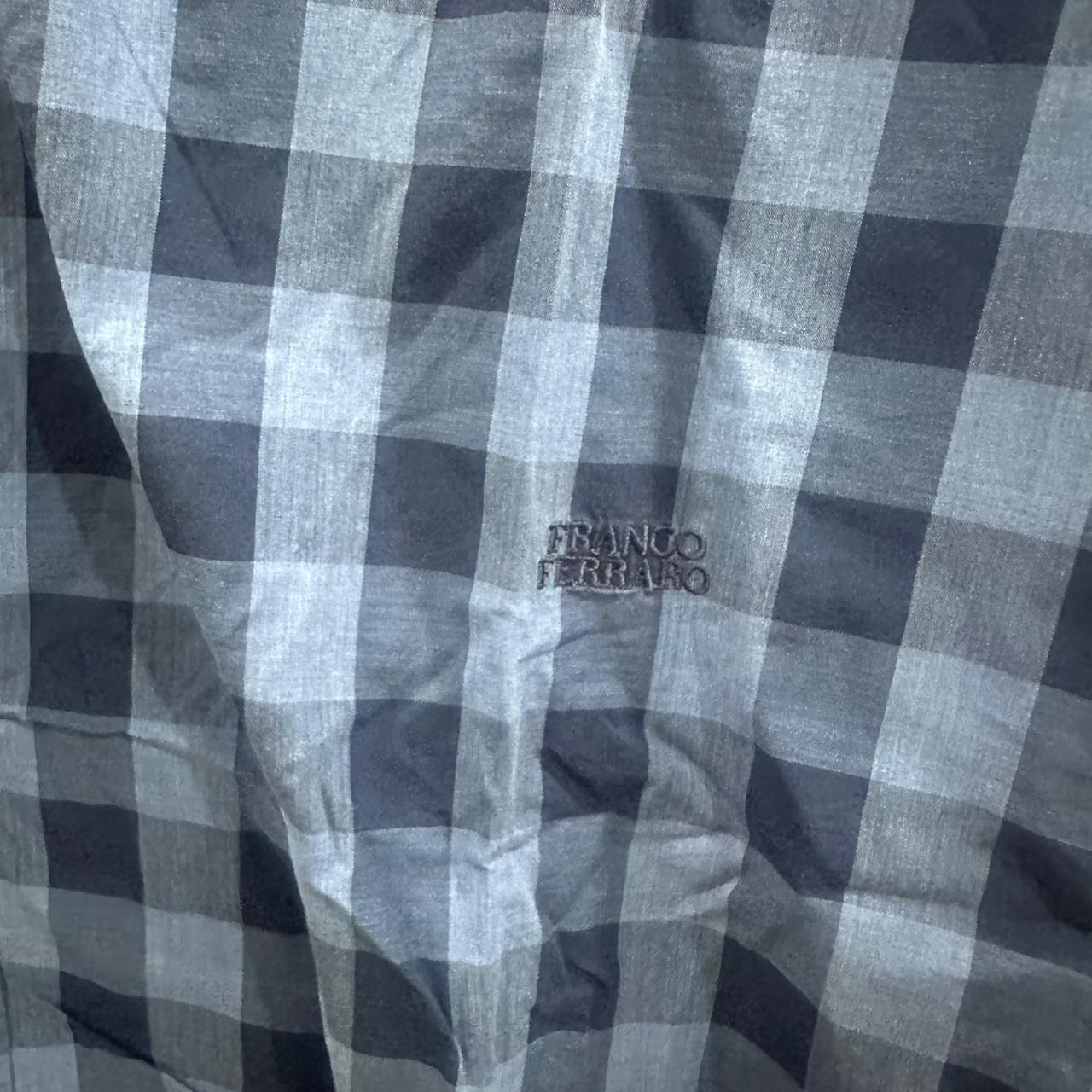 Franco Ferraro Men’s Korean Shirt - Blue Checkered (S)