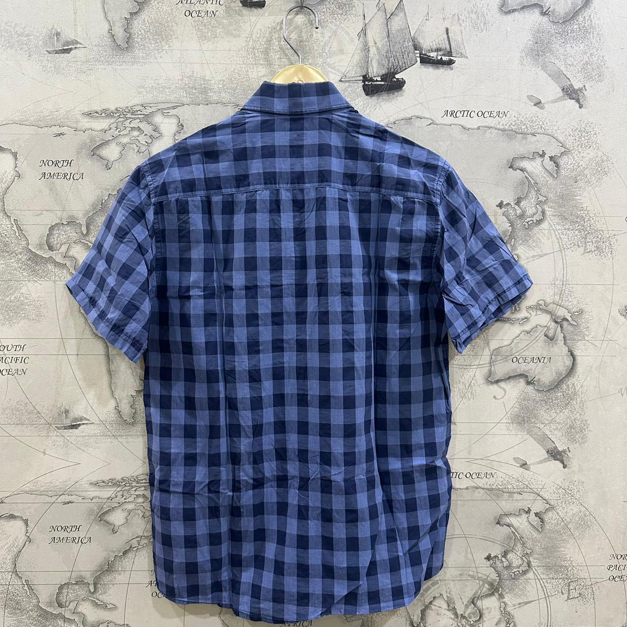Franco Ferraro Men’s Korean Shirt - Blue Checkered (S)