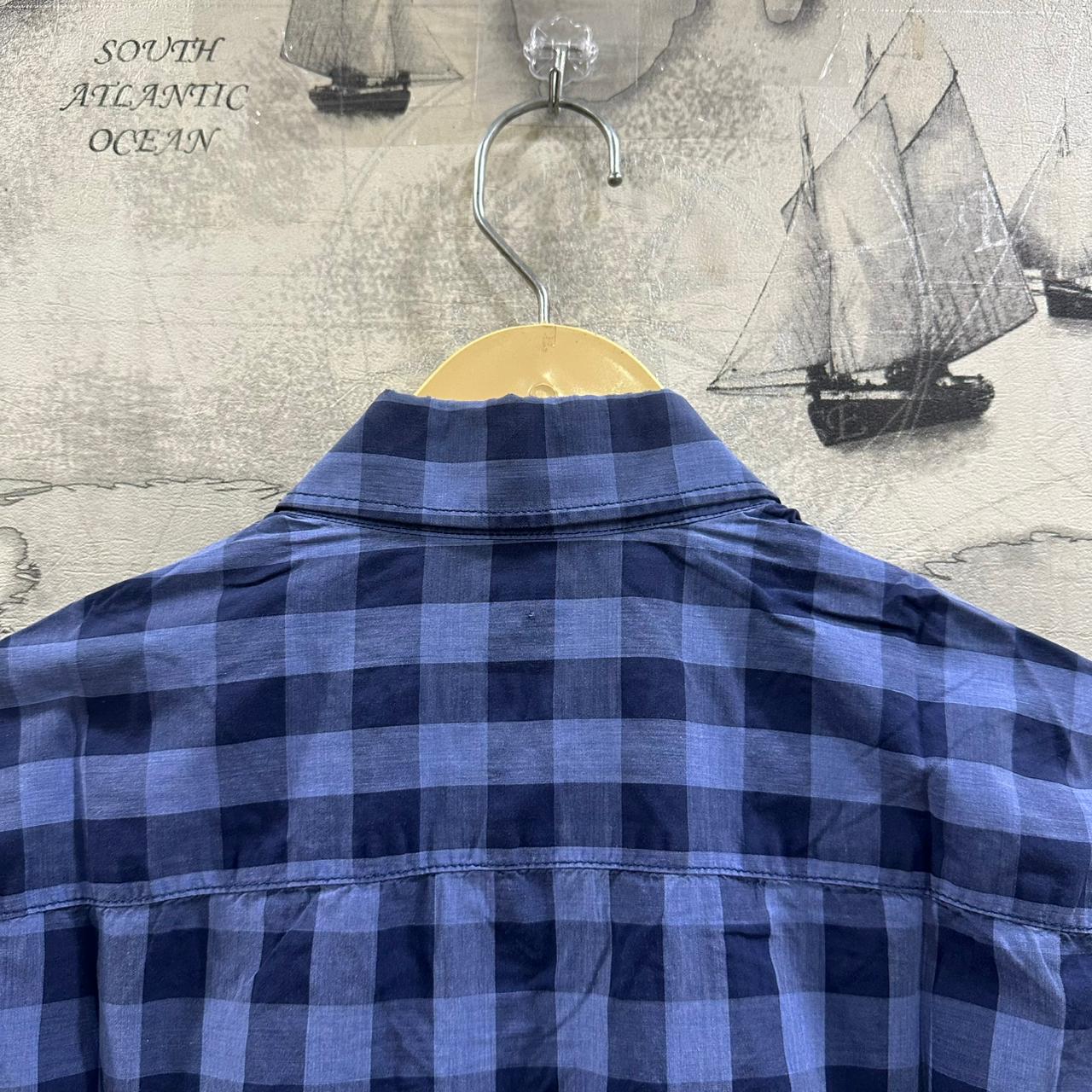 Franco Ferraro Men’s Korean Shirt - Blue Checkered (S)