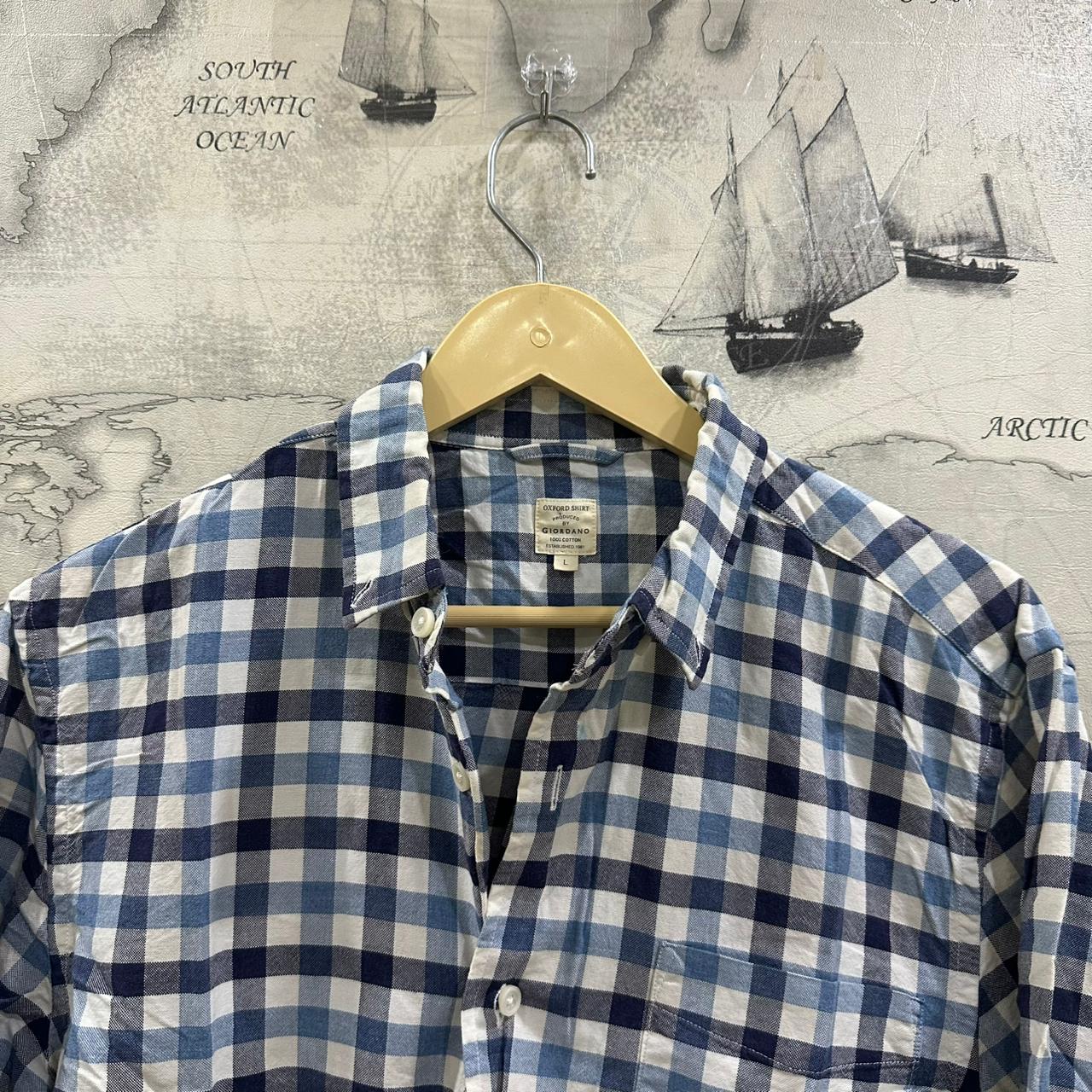 Giordano Men’s Oxford Shirt - Blue Checkered (S)