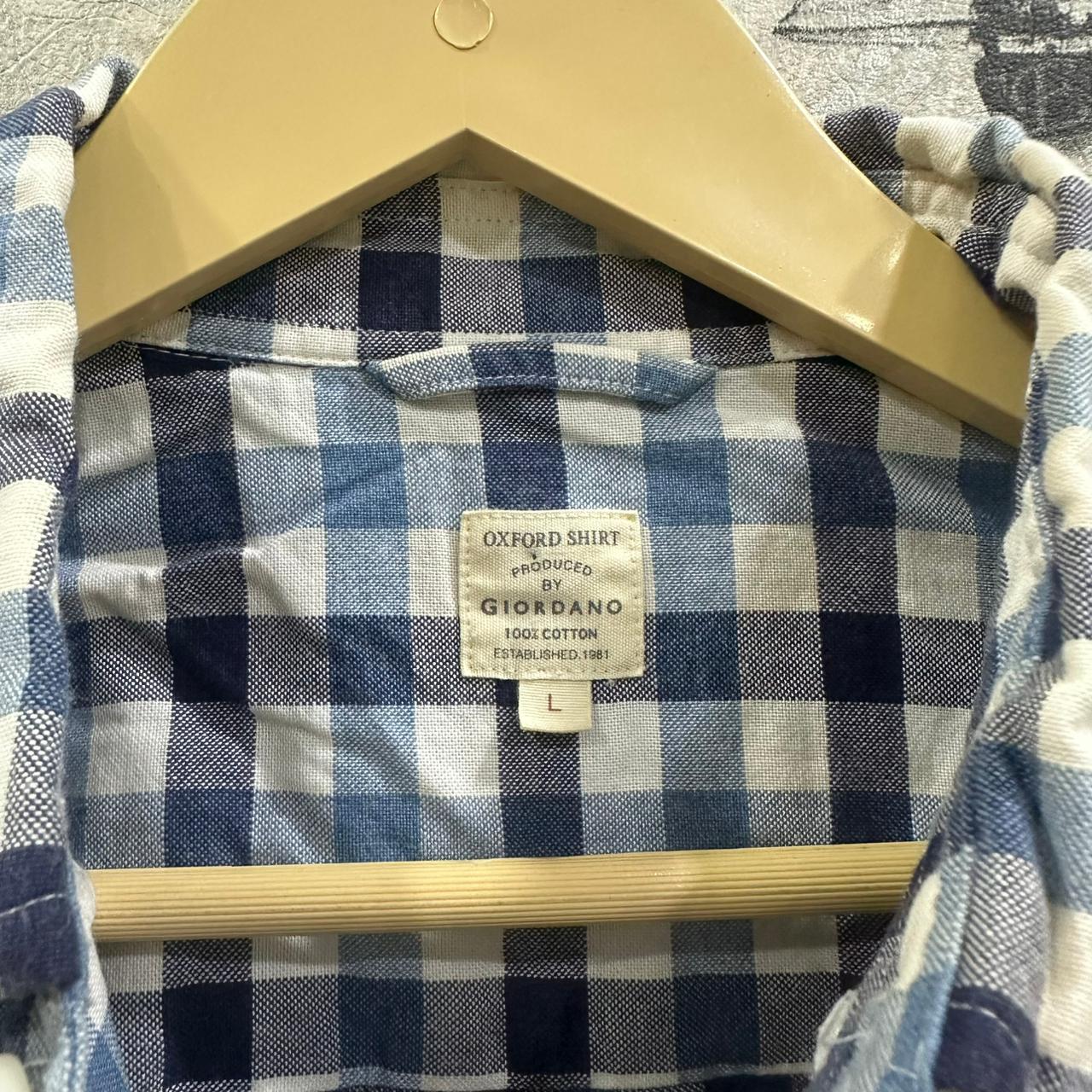 Giordano Men’s Oxford Shirt - Blue Checkered (S)