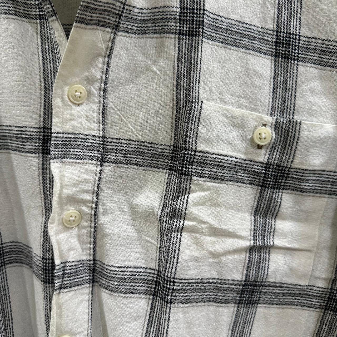 Men’s Shirt - White & Blue Checkered (L)