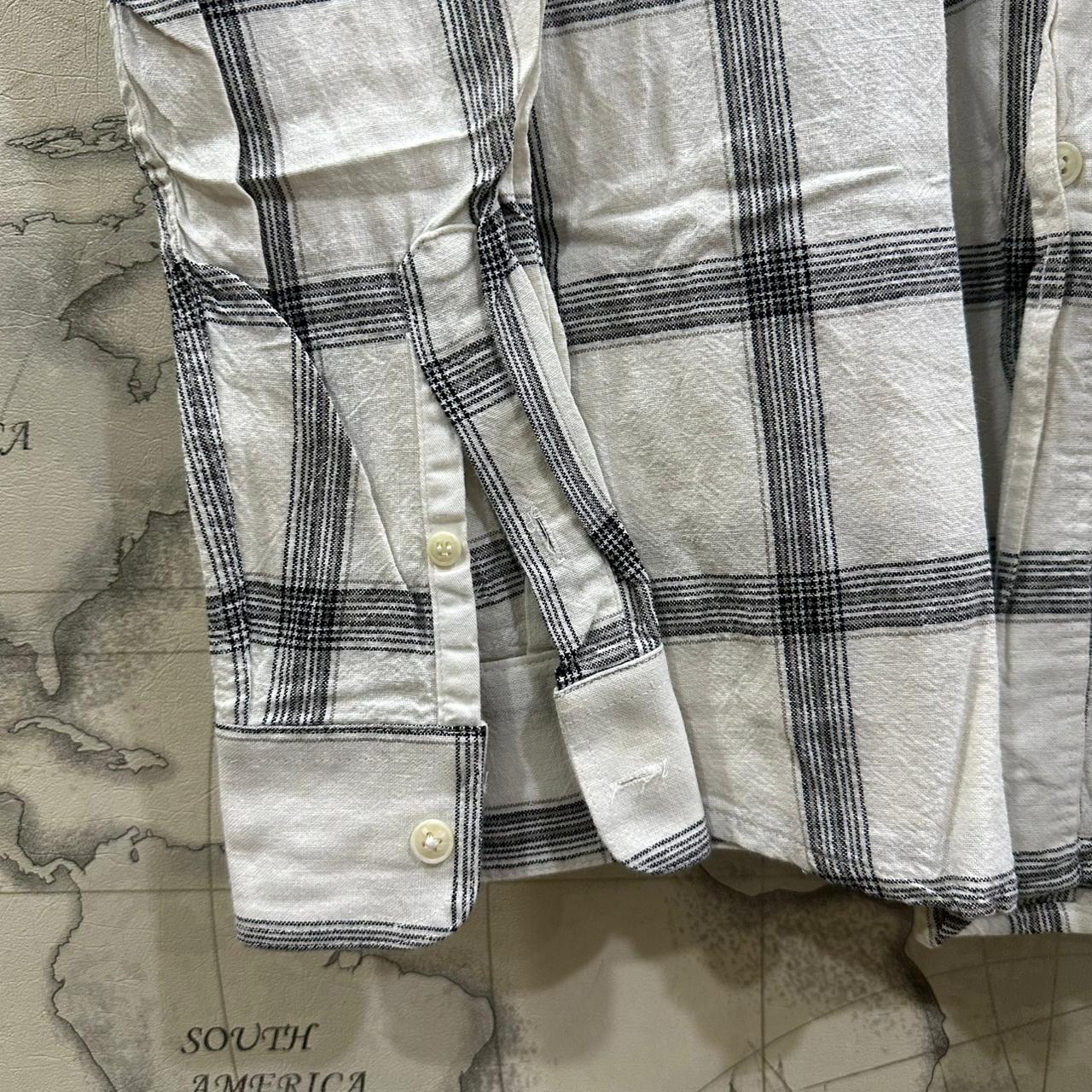 Men’s Shirt - White & Blue Checkered (L)