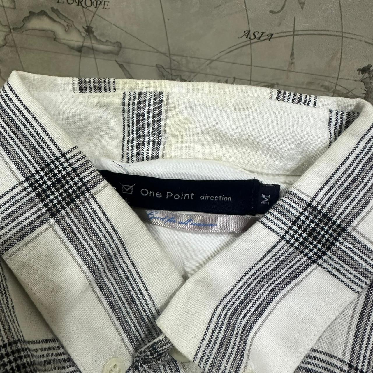 Men’s Shirt - White & Blue Checkered (L)