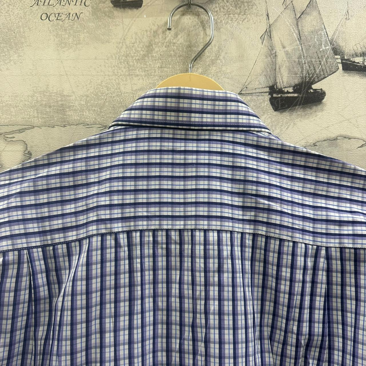 KAMER Men’s Shirt - White & Purple Checkered (L)