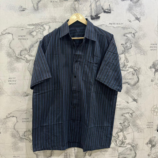 AWG Mode Center Men’s Shirt - Black & Blue Striped (XL)