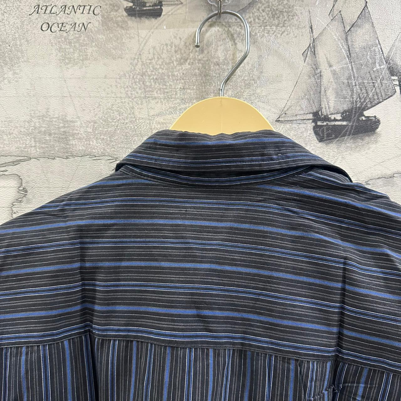 AWG Mode Center Men’s Shirt - Black & Blue Striped (XL)