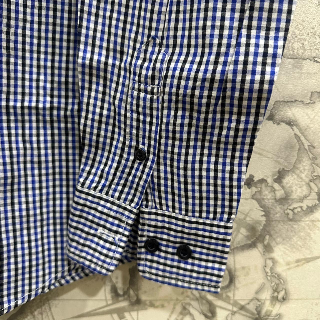 CHASECULT Men’s Korean Shirt - Blue/White/Black Checkered (S)