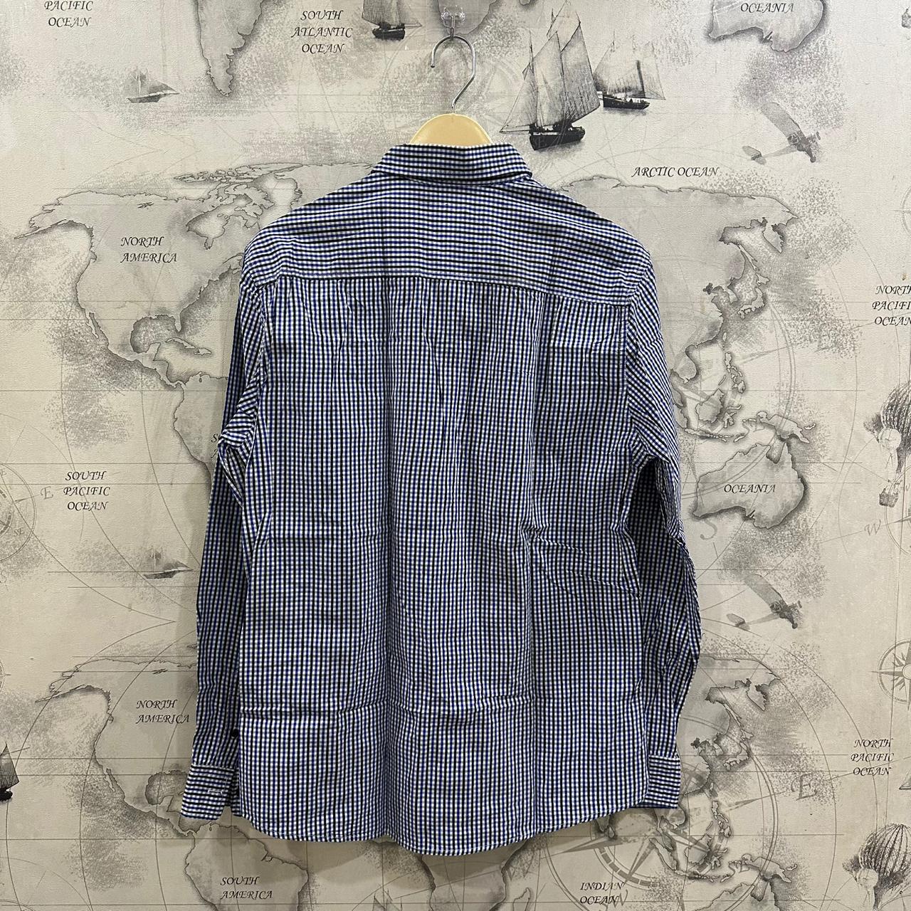 CHASECULT Men’s Korean Shirt - Blue/White/Black Checkered (S)