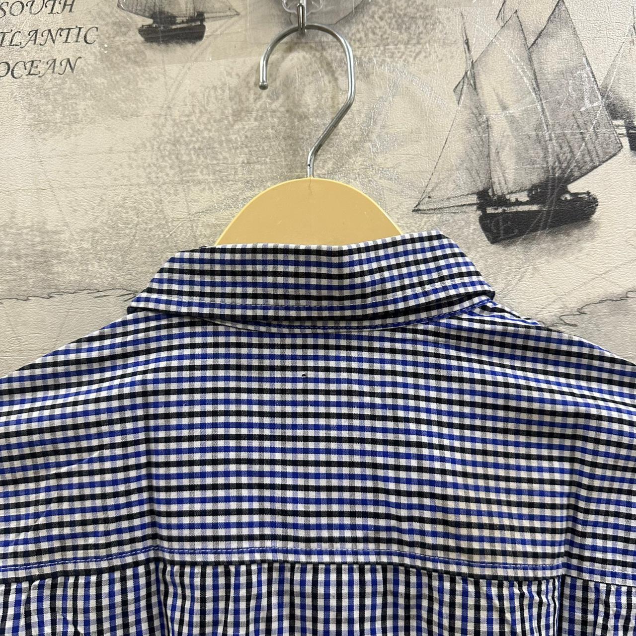 CHASECULT Men’s Korean Shirt - Blue/White/Black Checkered (S)