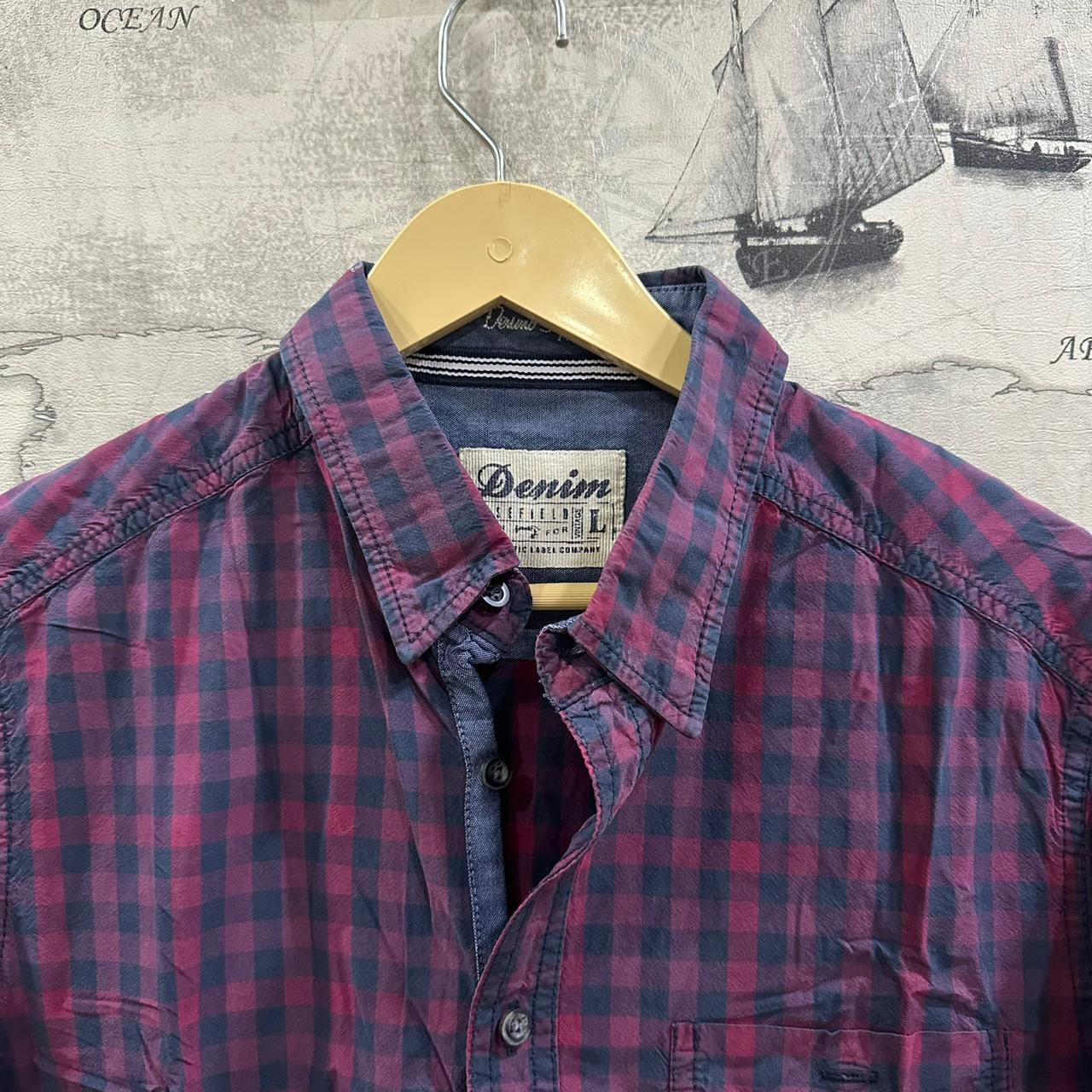 Basefield Men’s Shirt - Red & Blue Checkered (S)