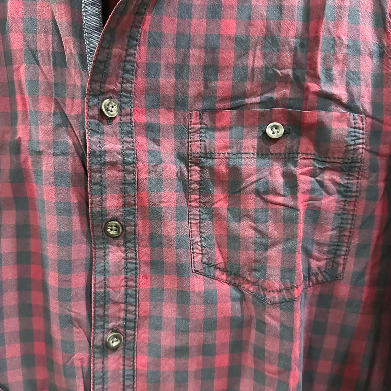 Basefield Men’s Shirt - Red & Blue Checkered (S)