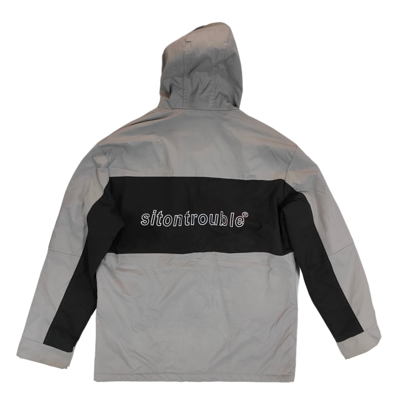 Men's Hooded Jacket - Grey & Black (XXL)