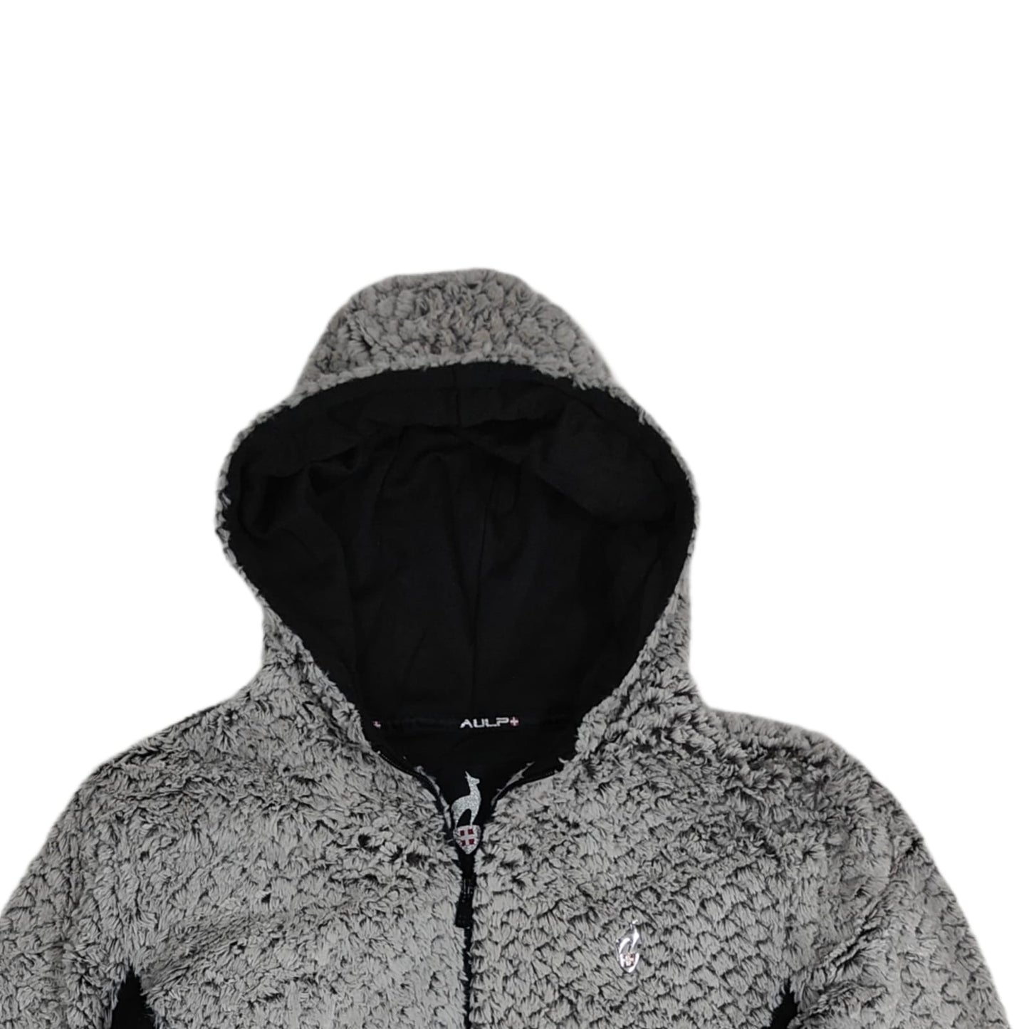 AULP Women's Hooded Fleece Jacket - Black & White (L)