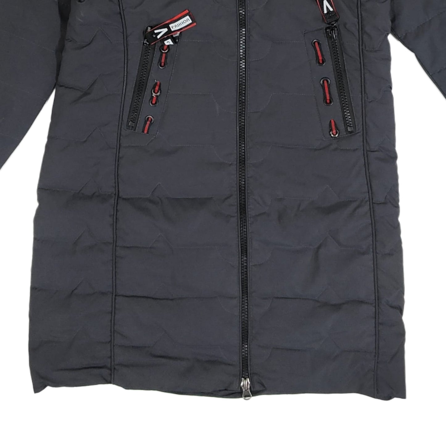 Men's Hooded Long Jacket - Grey (L)