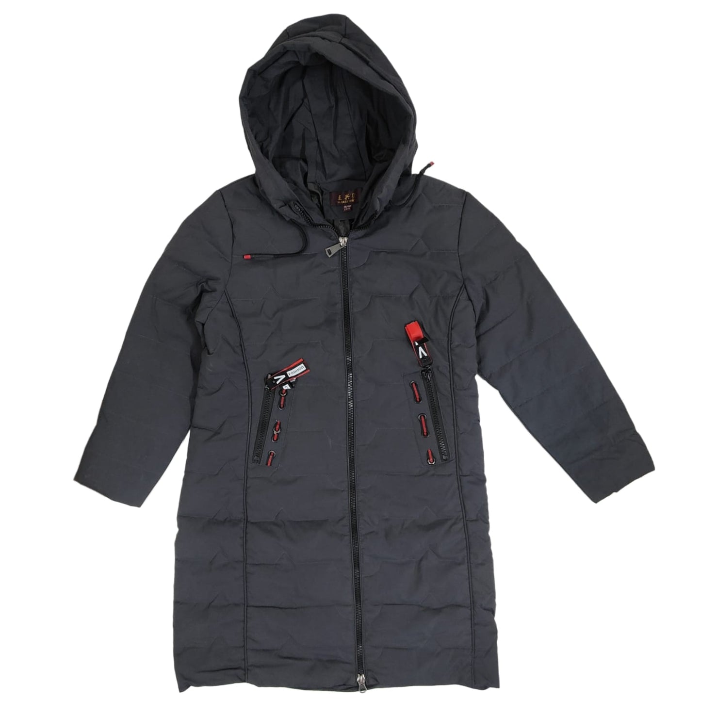 Men's Hooded Long Jacket - Grey (L)
