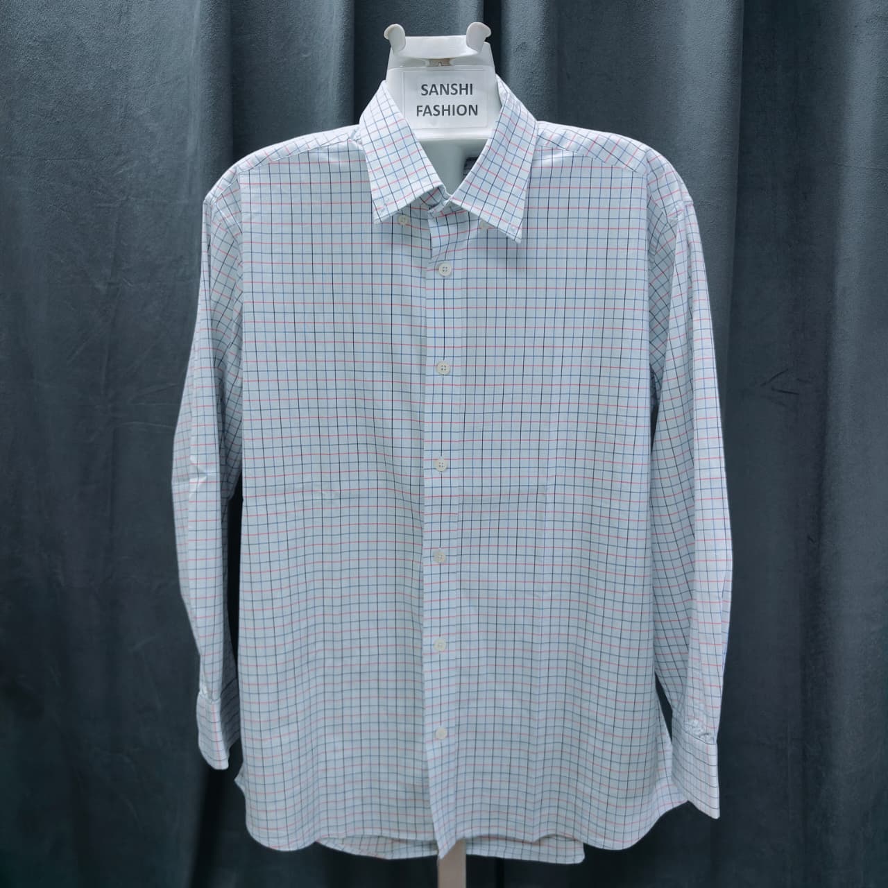 Scorpio Men's Linen Shirt-  Checkered Sky Blue(XXL)