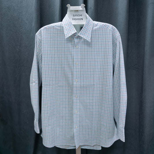 Scorpio Men's Linen Shirt-  Checkered Sky Blue(XXL)